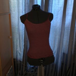 A red white and blue striped tank top